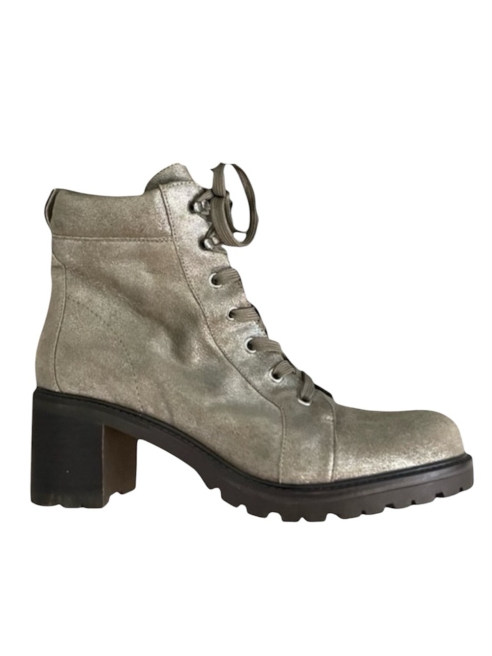 Vince Camuto Leather Metallic Boots Women’s 9 Lace Up Ankle